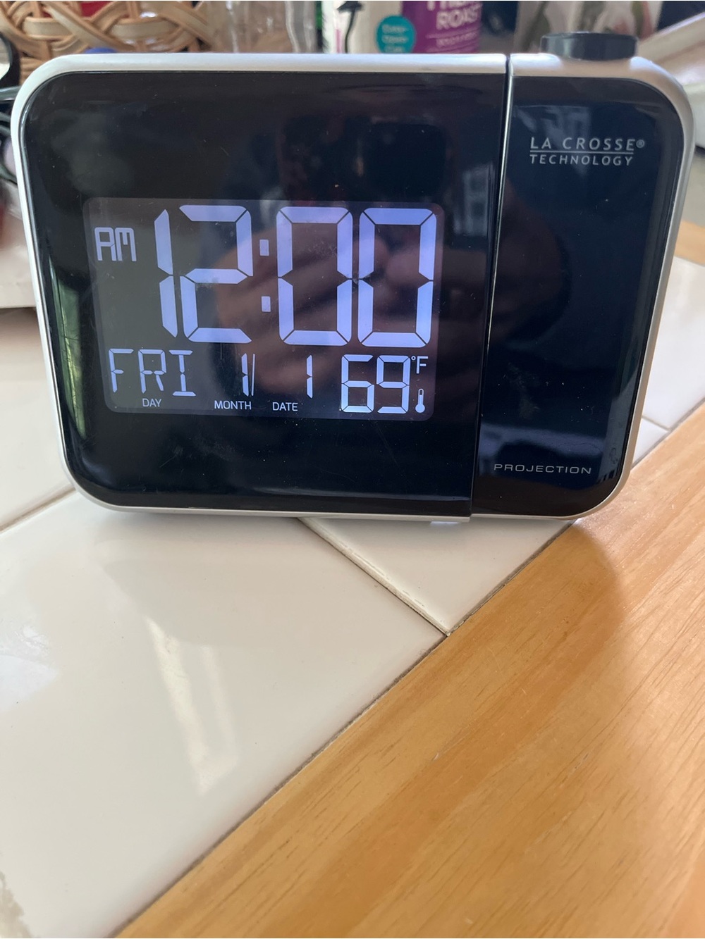 Lacrosse Technology Black Digital Projection Alarm Clock with Temperature